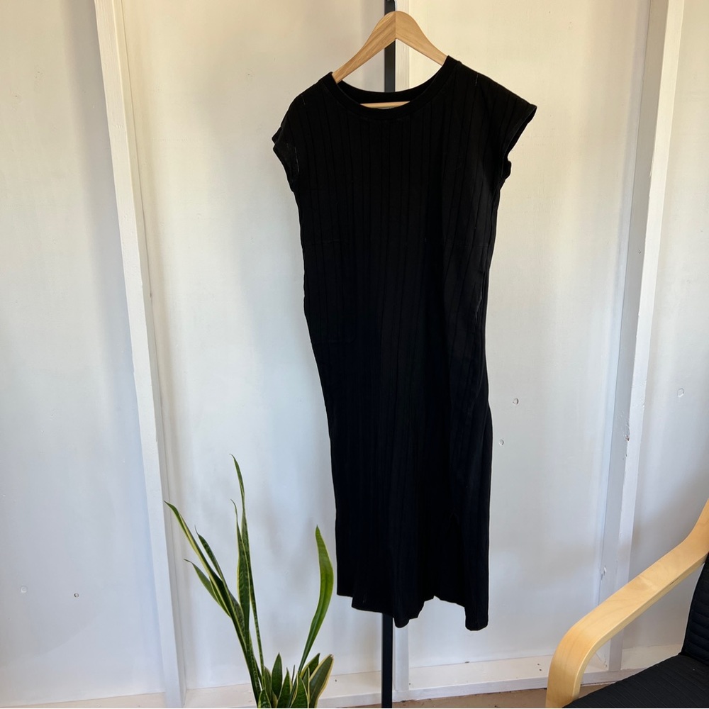 Callahan Black Ribbed Dress / Coverup - Small
